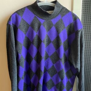 John Henry Black and Purple Sweater
